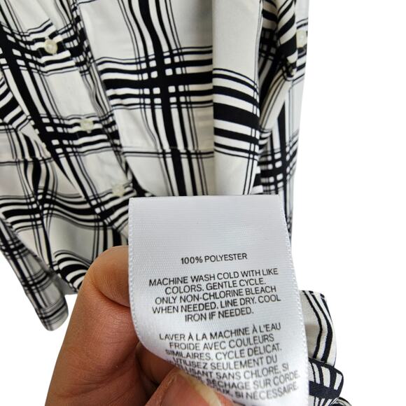 Express Shirt Women L White Black Plaid Shirt Portofino Express Portofin… - Picture 4 of 8
